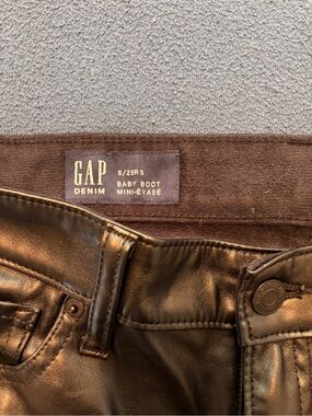 GAP Denim Baby Boot Leather Pants in Black